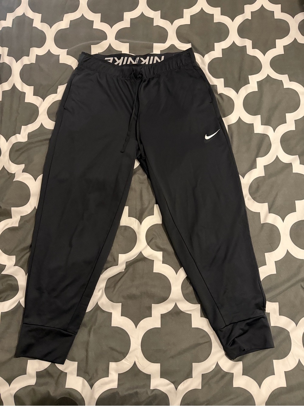 Nike Dri-FIT Black Logo Waistband Joggers Size M